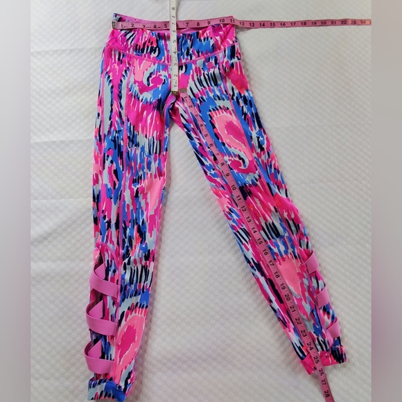Lilly Pulitzer Caille Xsmall Legging Free Spirit Pink Criss Cross Banding‎ XS - Picture 12 of 16